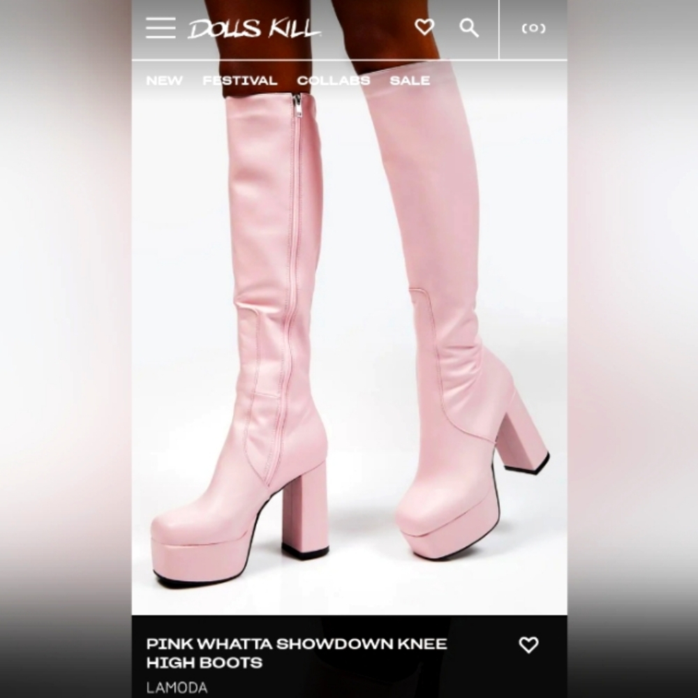 LAMODA~ Pink Whatta Showdown Knee High Boots. NWT 🩷